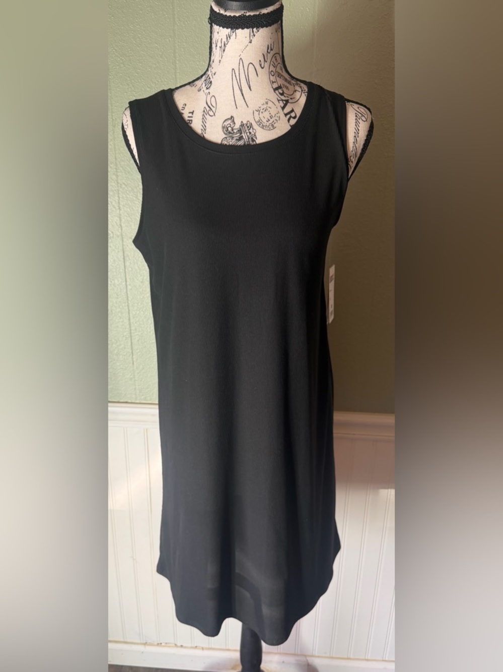 NWT 32 Degrees Cool Black Baby Ribbed Sleeveless Lightweight Dress|Swim